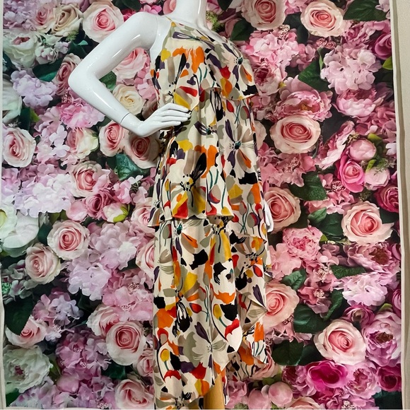 BCBG Paris Size M Medium Floral Tiered High Low Dress Flowy Multicolored - Picture 2 of 11